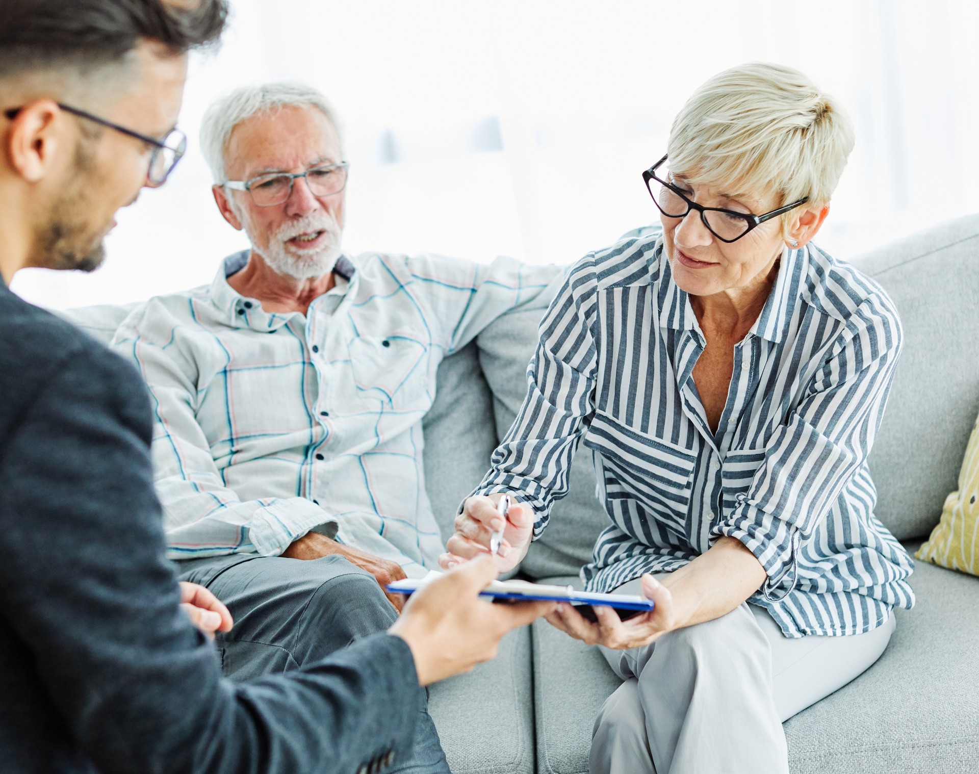 senior couple shopping insurance